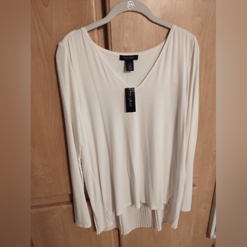 WHBM, Oversized S, Beautiful Long Sleeve Pleated Back Top, NWT